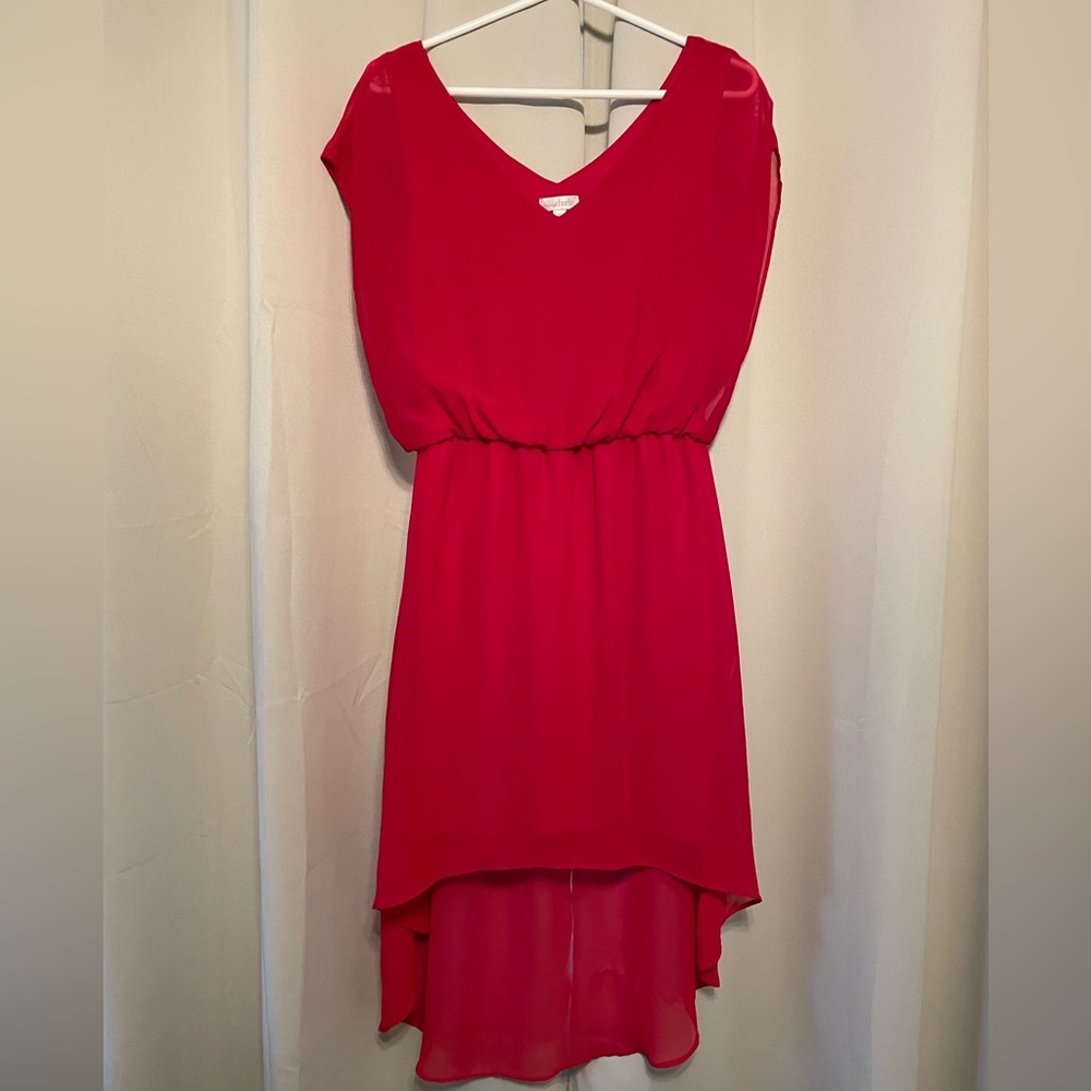 Red hi-lo dress